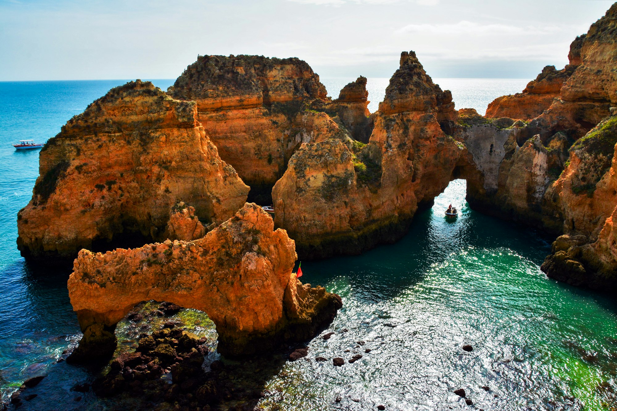 Landscape view of rocky beach in Lagos city Algarve - Portugal