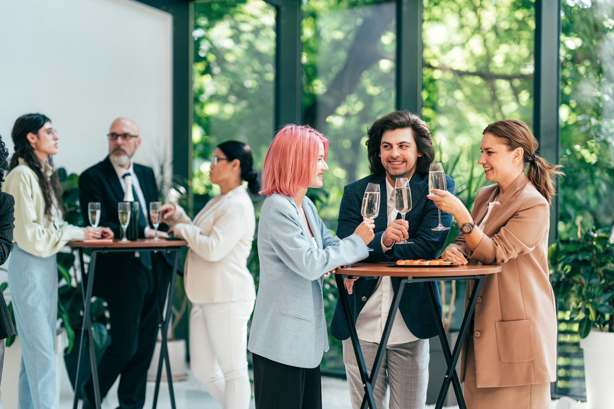 Businessmen and businesswomen making a corporate party