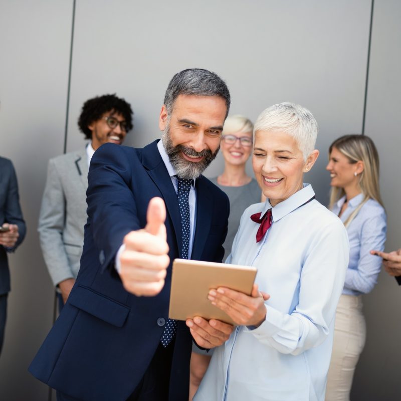 Business people meeting corporate digital device connection concept